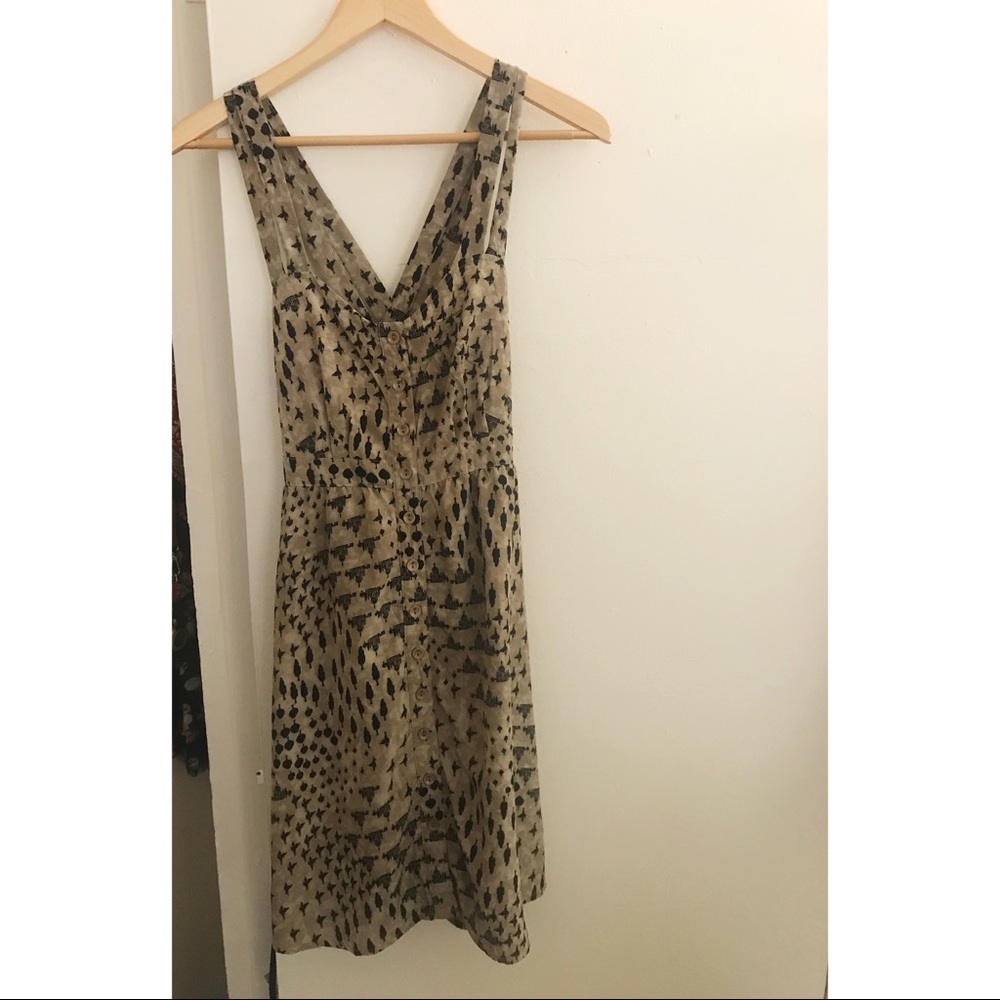 Strappy, button front dress with unique pattern